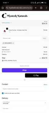 WELCOME15 coupon verification screenshot