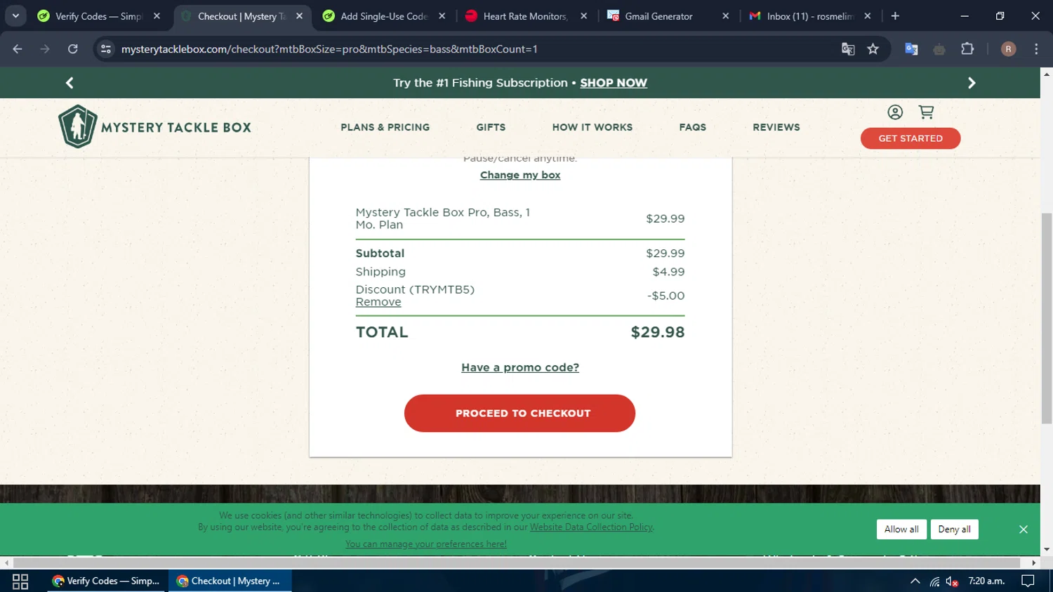 how to use Mystery Tackle Box coupons