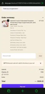 GIFT15 coupon verification screenshot