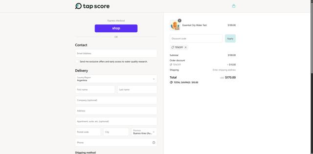 My Tap Score checkout page showing My Tap Score discount code box | Screenshot taken by SimplyCodes community member on Sep 9, 2025