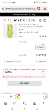 MYT10 coupon verification screenshot