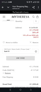Sale10 coupon verification screenshot