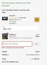 APOTHECARY coupon verification screenshot