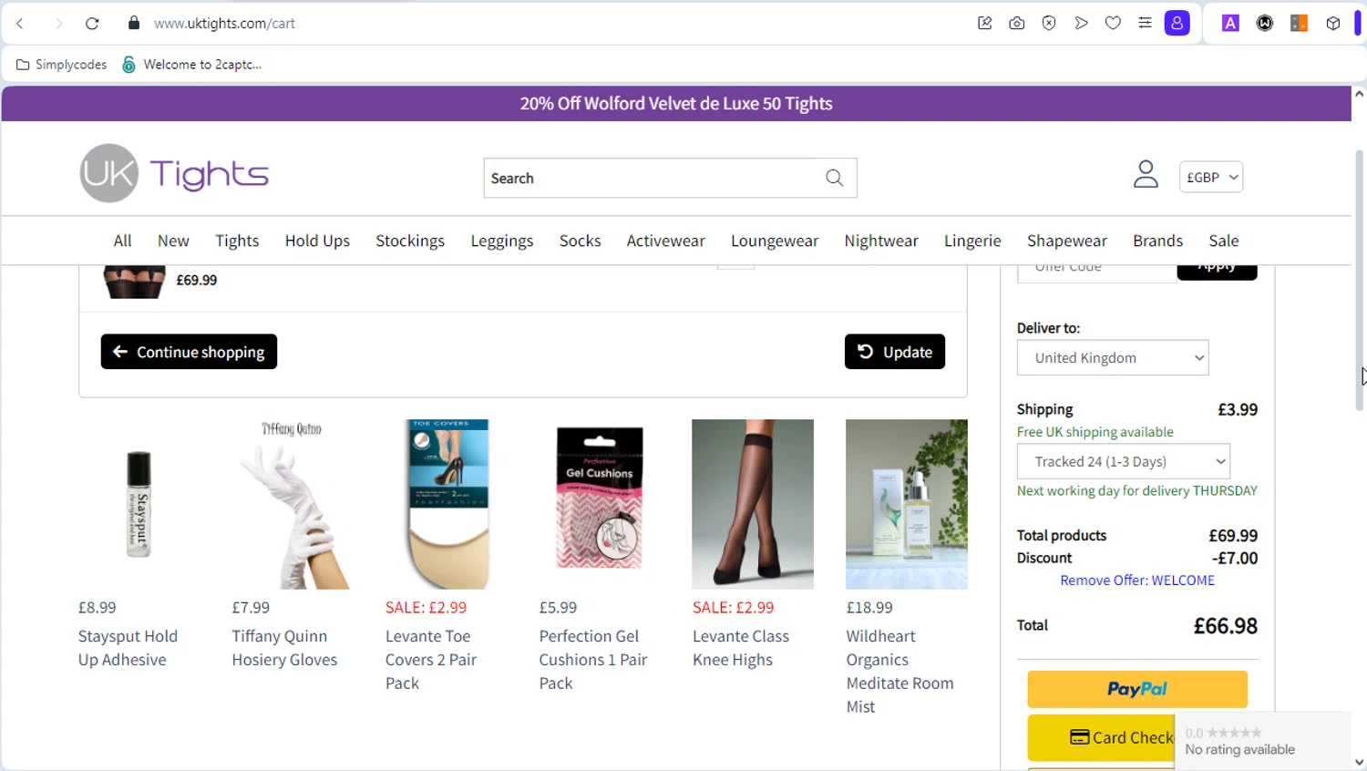 MyTights.com checkout page showing MyTights.com promo code box | Screenshot taken by SimplyCodes community member on Jun 26, 2024