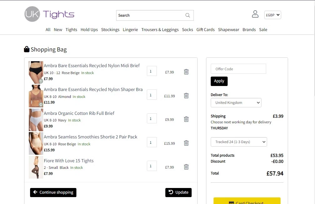 MyTights.com checkout page showing MyTights.com promo code box | Screenshot taken by SimplyCodes community member on Apr 12, 2022