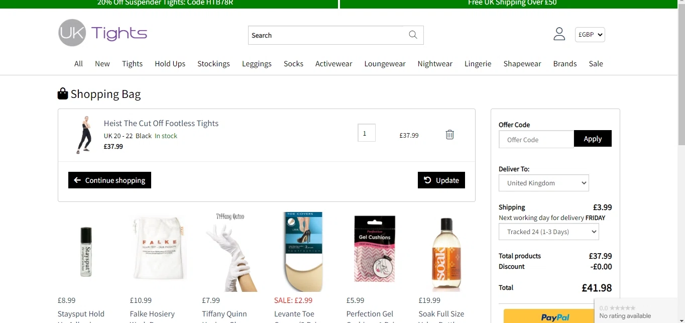 MyTights.com checkout page showing MyTights.com promo code box | Screenshot taken by SimplyCodes community member on May 18, 2023