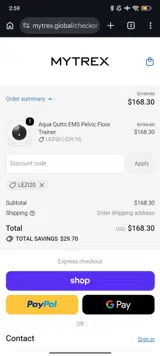 MYTREX USA coupon verification screenshot