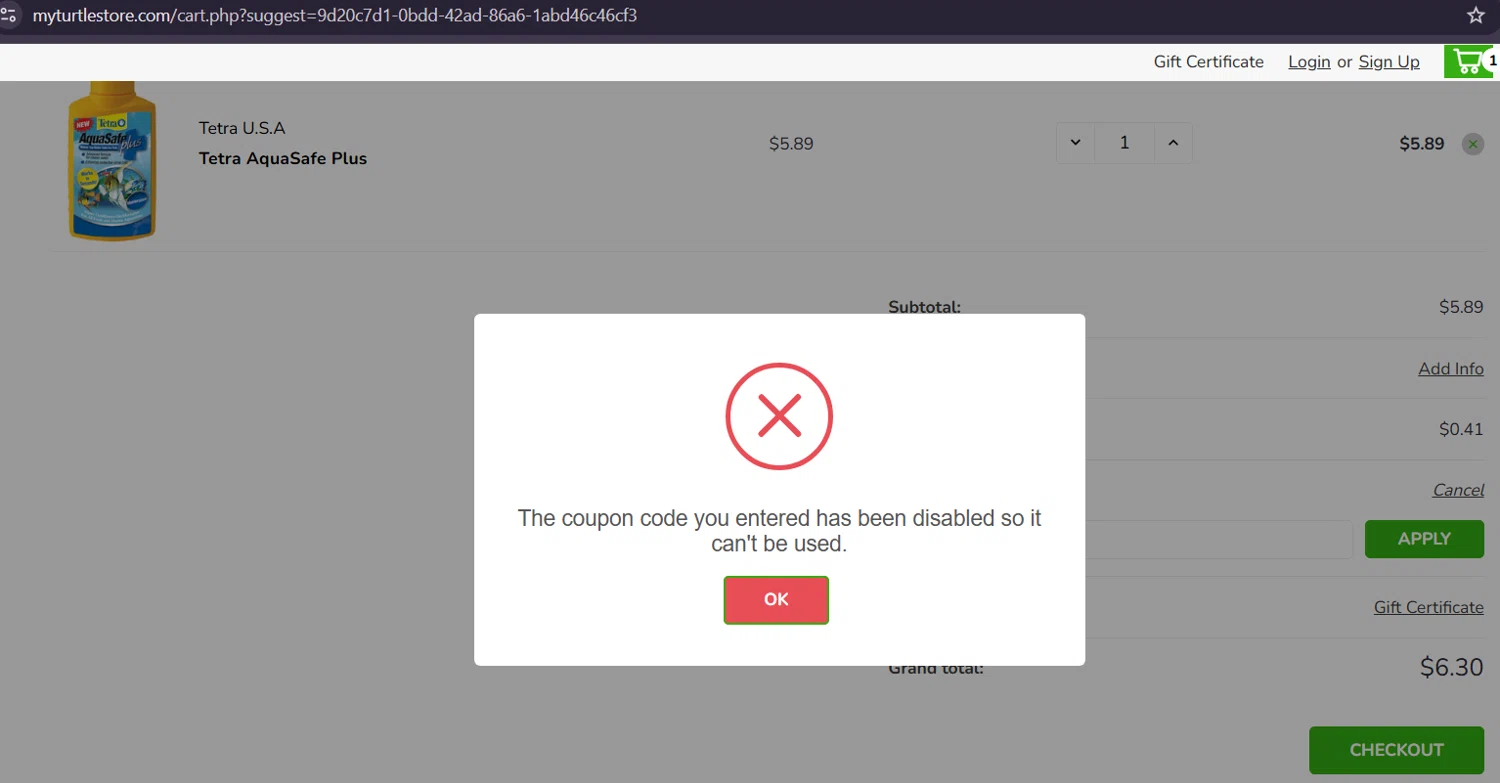 MyTurtleStore coupon code screenshot showing code Big25 applied at MyTurtleStore checkout page. Uploaded by SimplyCodes community member Coolemorestt on Dec 31, 2024