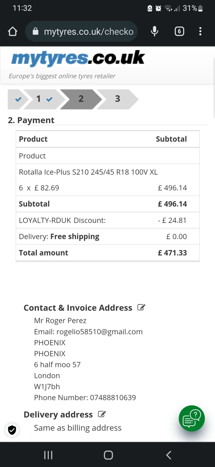 where to use Mytyres promo code box