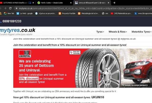 MyTyres.co.uk checkout page showing MyTyres.co.uk promo code box | Screenshot taken by SimplyCodes community member on May 23, 2024