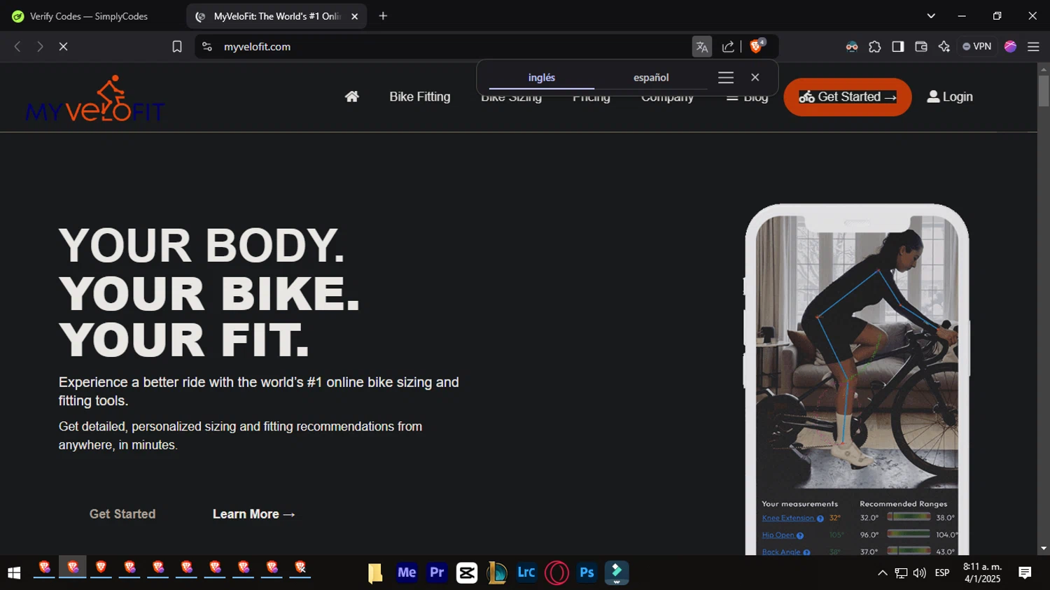 MyVeloFit discount code screenshot showing code OUIMET10 applied at MyVeloFit checkout page. Uploaded by SimplyCodes community member ValuePioneer5185 on Jan 4, 2025