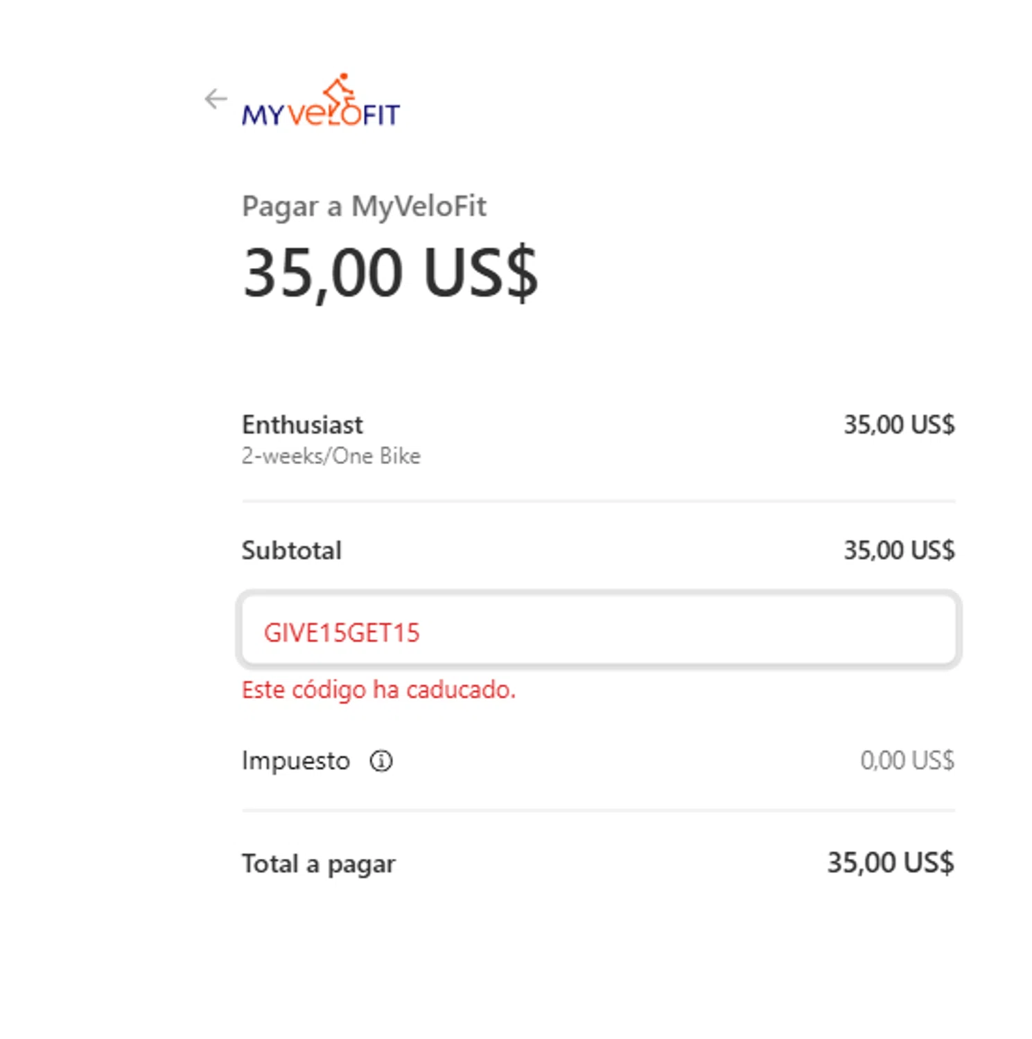 MyVeloFit discount code screenshot showing code GIVE15GET15 applied at MyVeloFit checkout page. Uploaded by SimplyCodes community member Halanweik on Jan 2, 2026