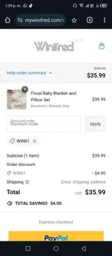 WIN01 coupon verification screenshot