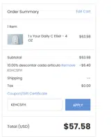 KEHCSFH coupon verification screenshot