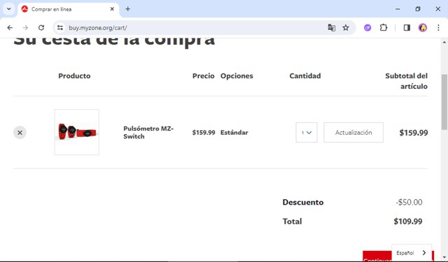 Myzone checkout page showing Myzone discount code box | Screenshot taken by SimplyCodes community member on May 13, 2025