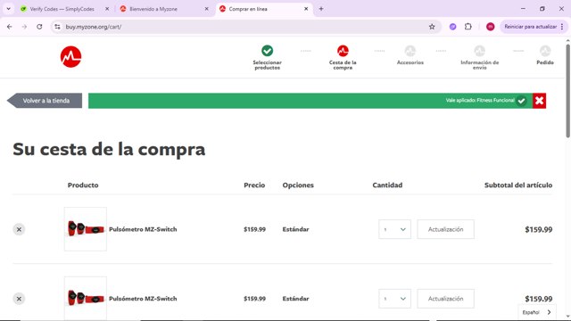 Myzone checkout page showing Myzone discount code box | Screenshot taken by SimplyCodes community member on Jun 10, 2025