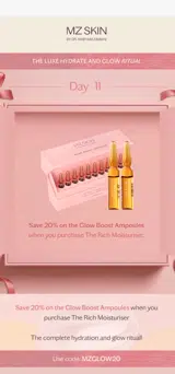 MZGLOW20 coupon verification screenshot