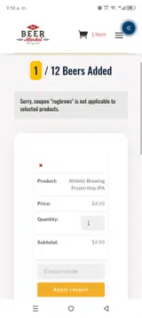 ROGBREWS coupon verification screenshot