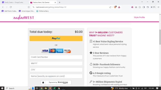 Nadine West checkout page showing Nadine West discount code box | Screenshot taken by SimplyCodes community member on Mar 1, 2024