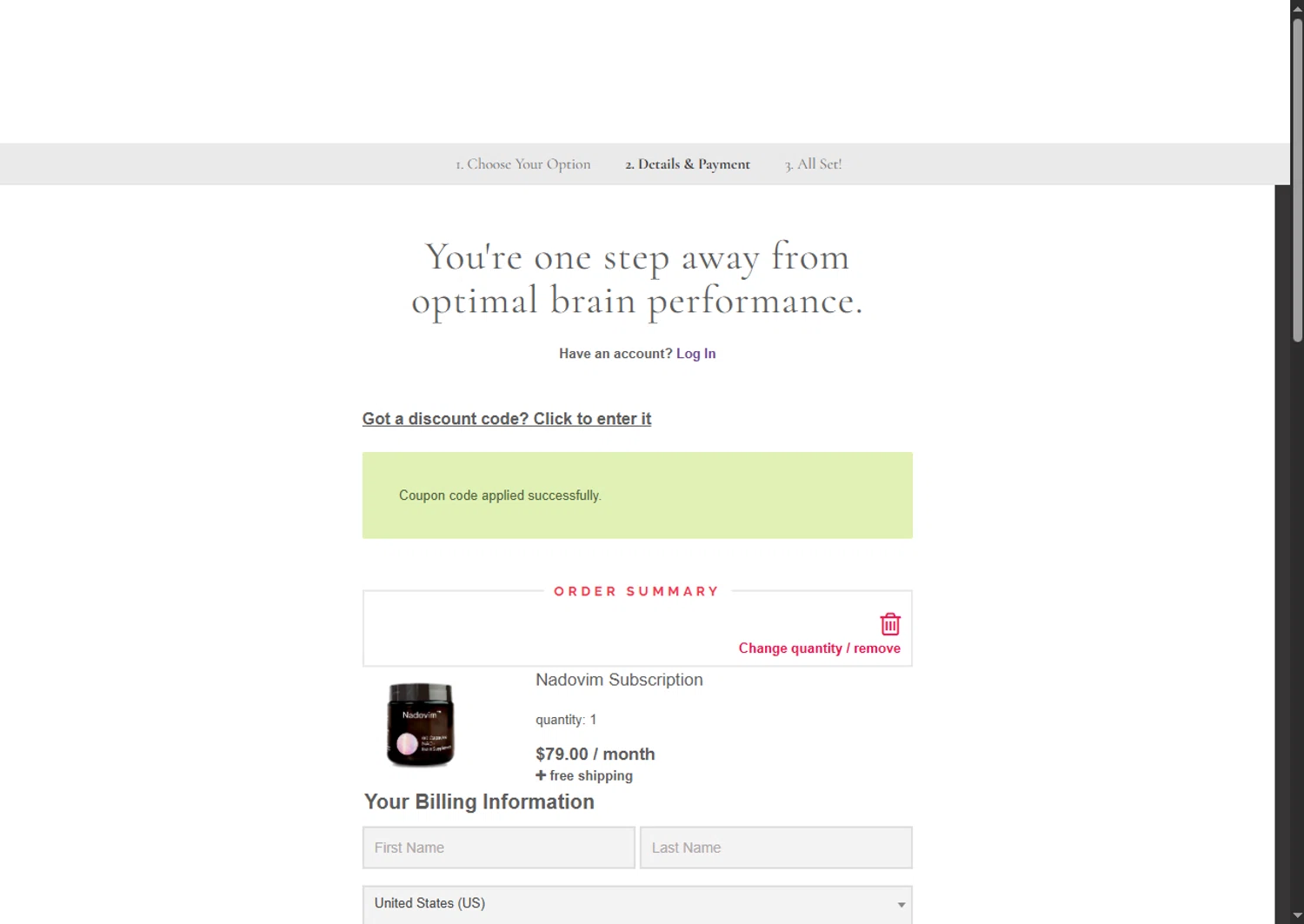 Nadovim coupon code screenshot showing code alltherapy10 applied at Nadovim checkout page. Uploaded by SimplyCodes community member VoucherFinder3467 on Sep 12, 2025