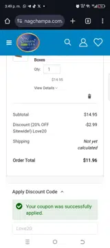 Love20 coupon verification screenshot