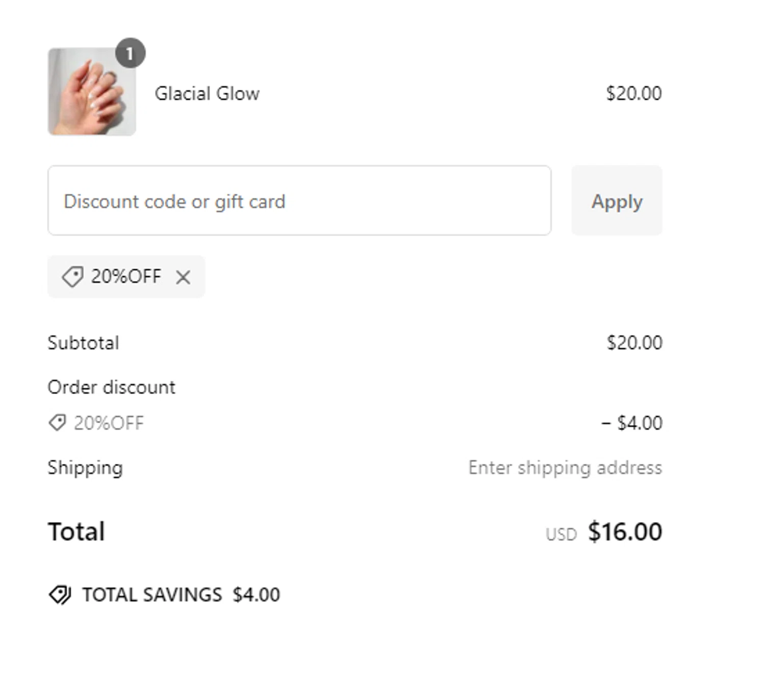 Nail Reformation discount code screenshot showing code 20%OFF applied at Nail Reformation checkout page. Uploaded by SimplyCodes community member RewardCurator5232 on Dec 27, 2024