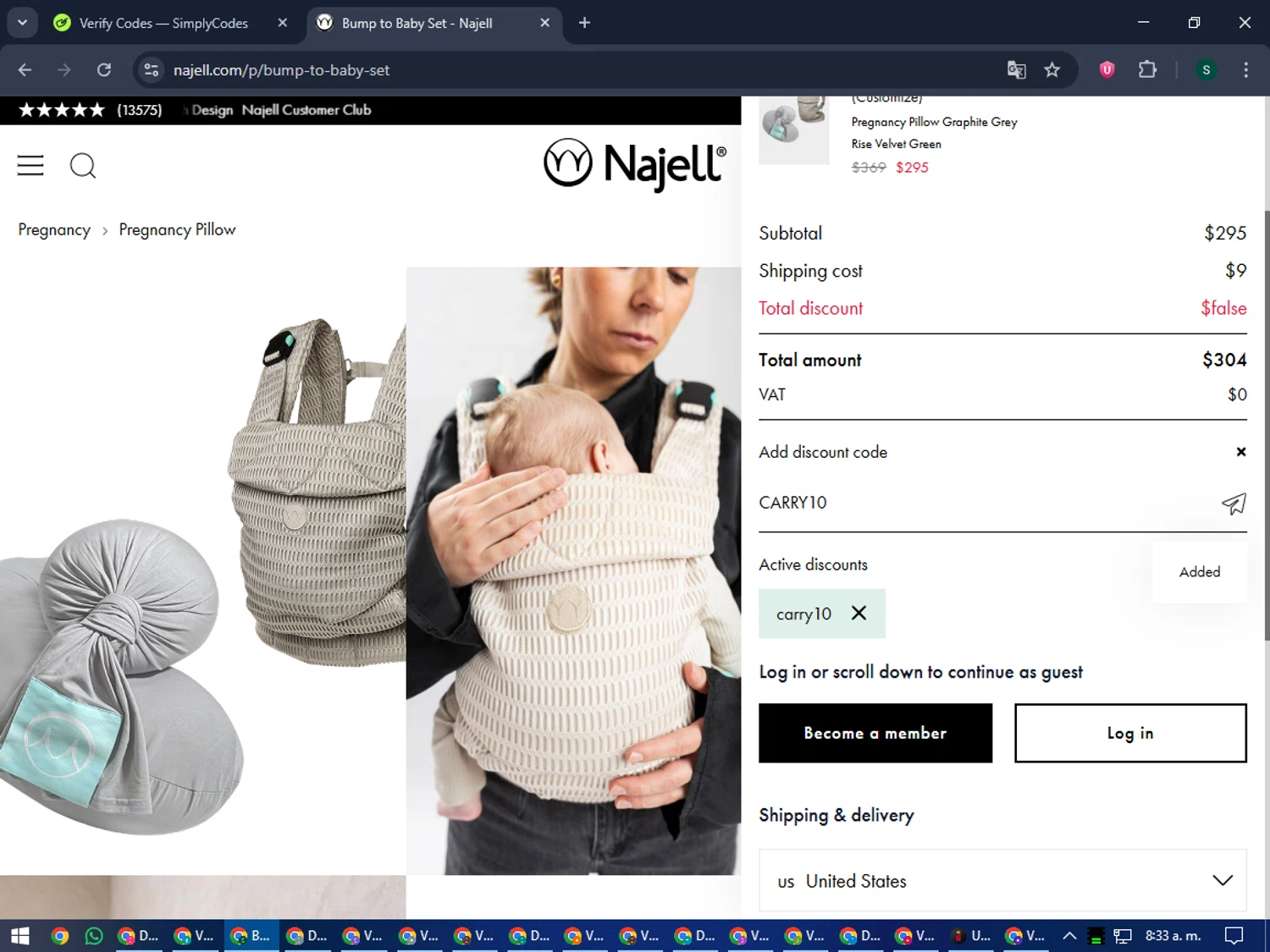 Najell checkout page showing Najell discount code box | Screenshot taken by SimplyCodes community member on Sep 27, 2025