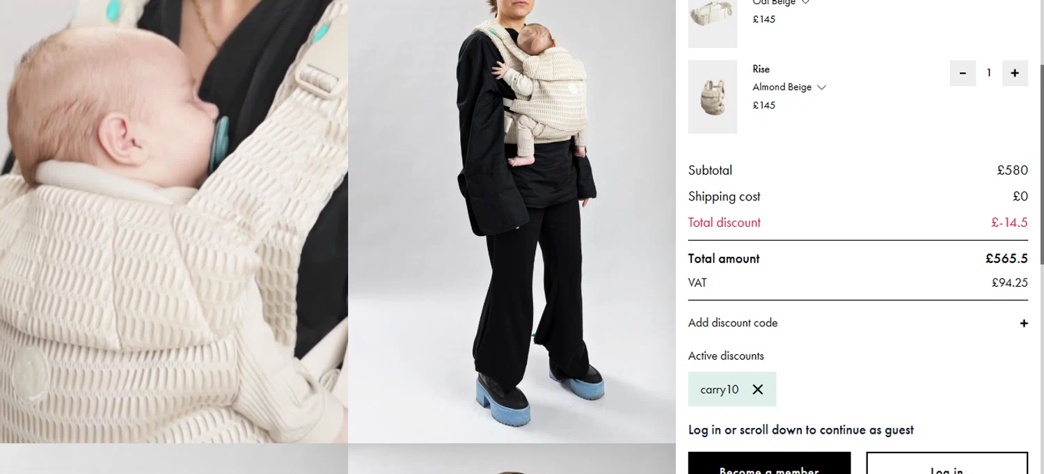 Najell discount code screenshot showing code CARRY10 applied at Najell checkout page. Uploaded by SimplyCodes community member bettercallkim on Oct 2, 2025