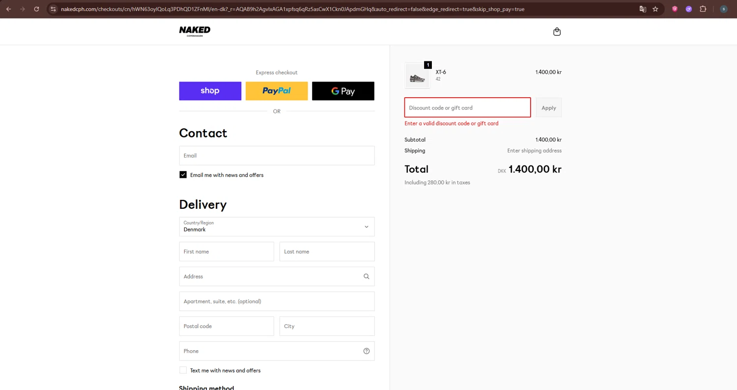 Naked Cph promo code screenshot showing code CYBER applied at Naked Cph checkout page. Uploaded by SimplyCodes community member CleverChaser9201 on Dec 5, 2025