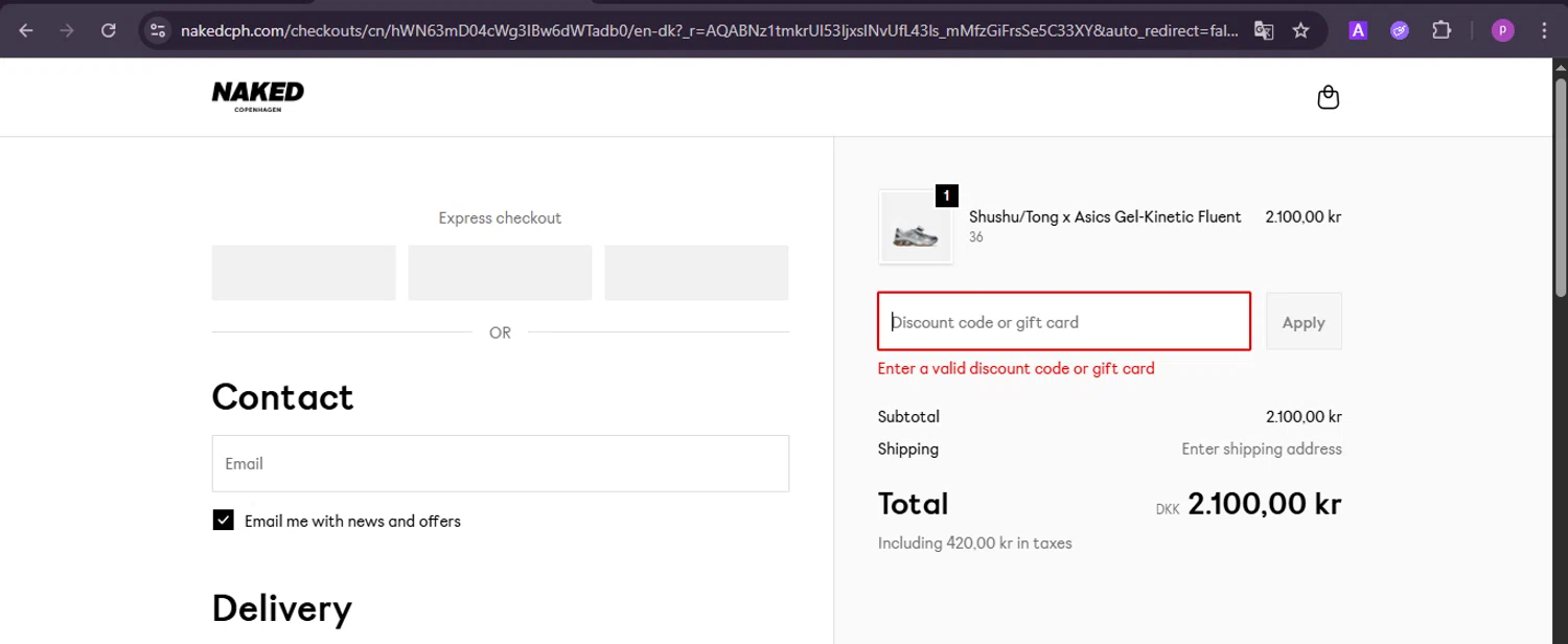 Naked Cph promo code screenshot showing code CYBER applied at Naked Cph checkout page. Uploaded by SimplyCodes community member firoas on Dec 5, 2025