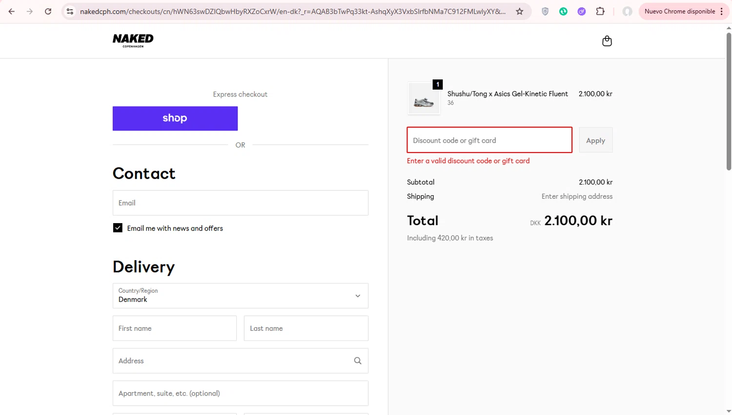 Naked Cph promo code screenshot showing code CYBER applied at Naked Cph checkout page. Uploaded by SimplyCodes community member user1998 on Dec 5, 2025