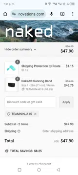 Naked Sports Innovations coupon verification screenshot