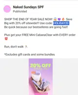 HOLIDAY20 coupon verification screenshot
