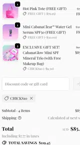 Chicks10 coupon verification screenshot