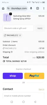 RACHAEL212 coupon verification screenshot