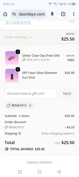Renata15 coupon verification screenshot