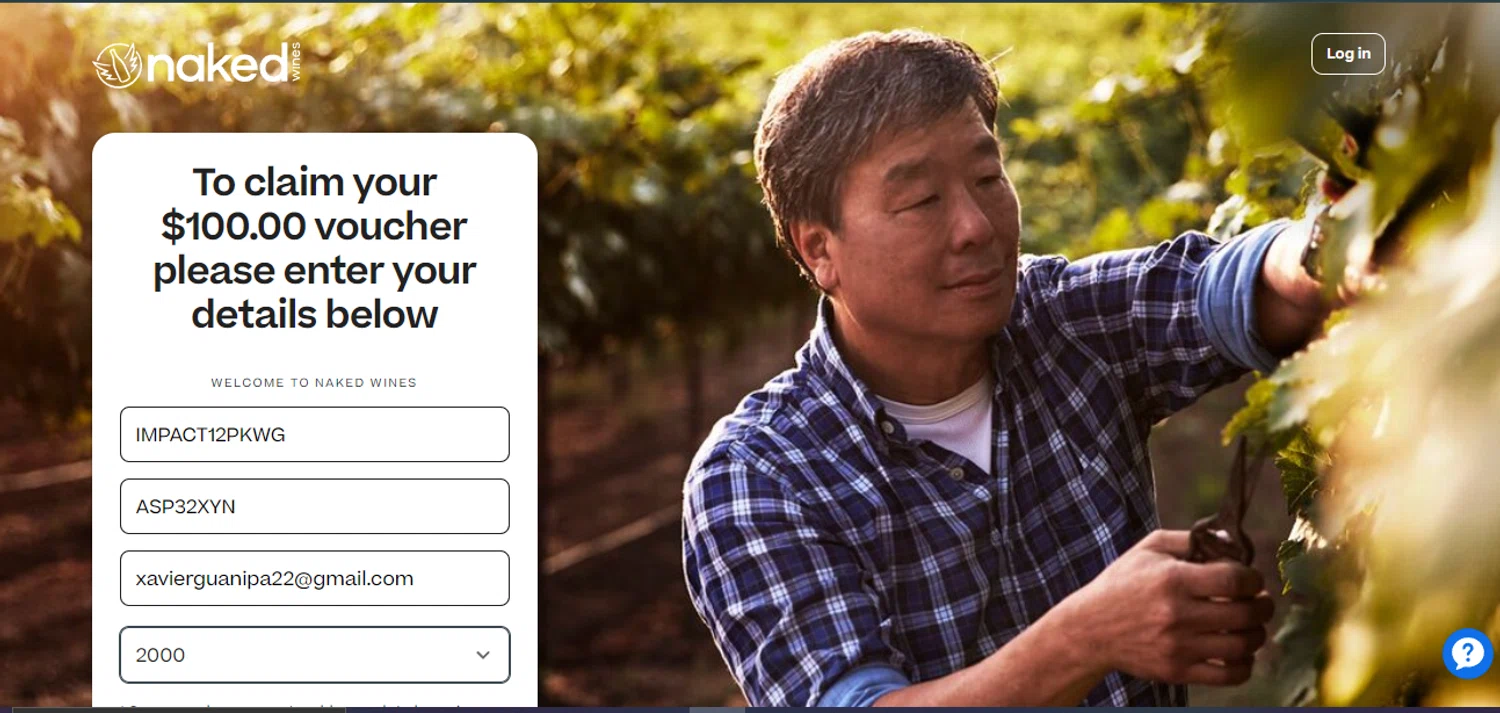 where to use Naked Wines promo code box