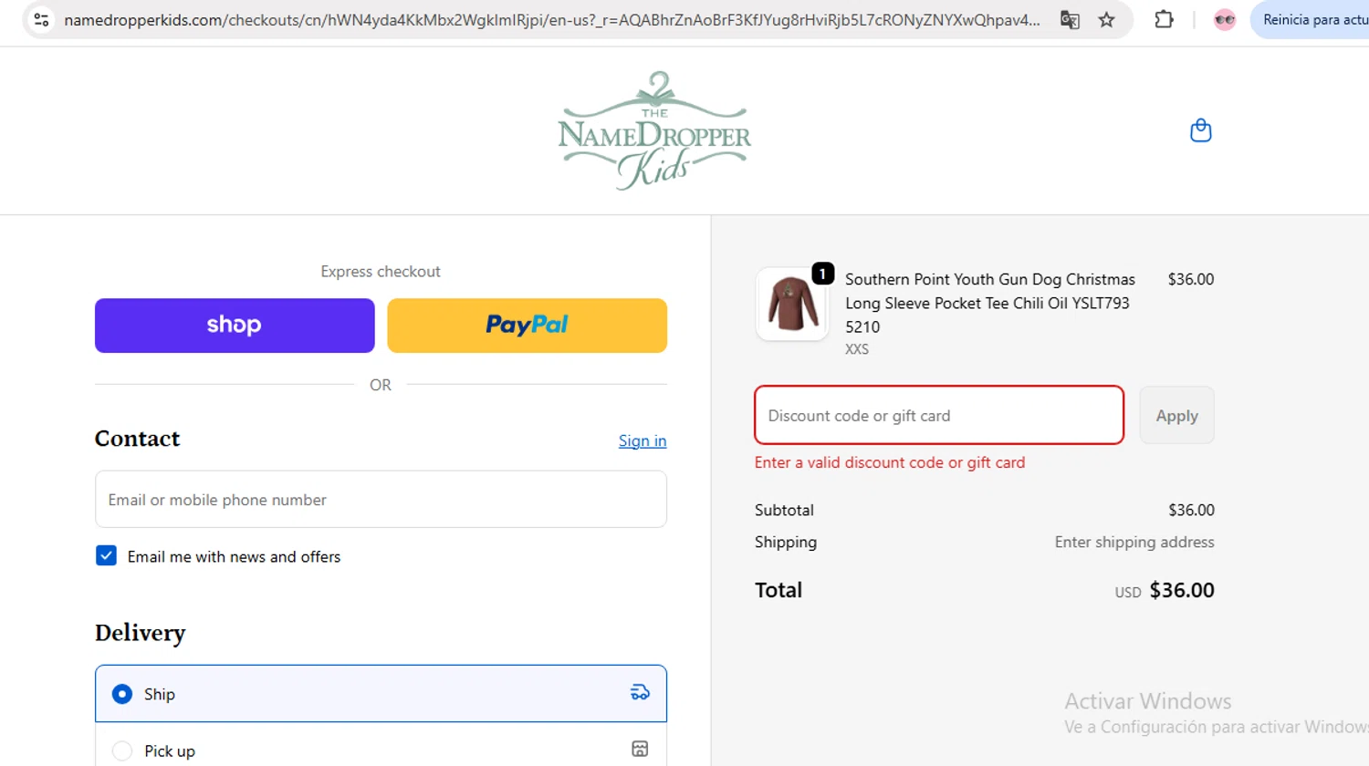 Name Dropper Kids promo code screenshot showing code 10fall25 applied at Name Dropper Kids checkout page. Uploaded by SimplyCodes community member Xiomr78 on Nov 6, 2025