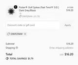 Name It Golf coupon verification screenshot