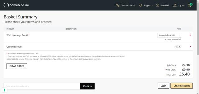 Names.co.uk checkout page showing Names.co.uk promo code box | Screenshot taken by SimplyCodes community member on May 9, 2025