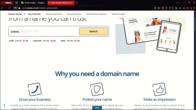 Names.co.uk checkout page showing Names.co.uk promo code box | Screenshot taken by SimplyCodes community member on Apr 6, 2025