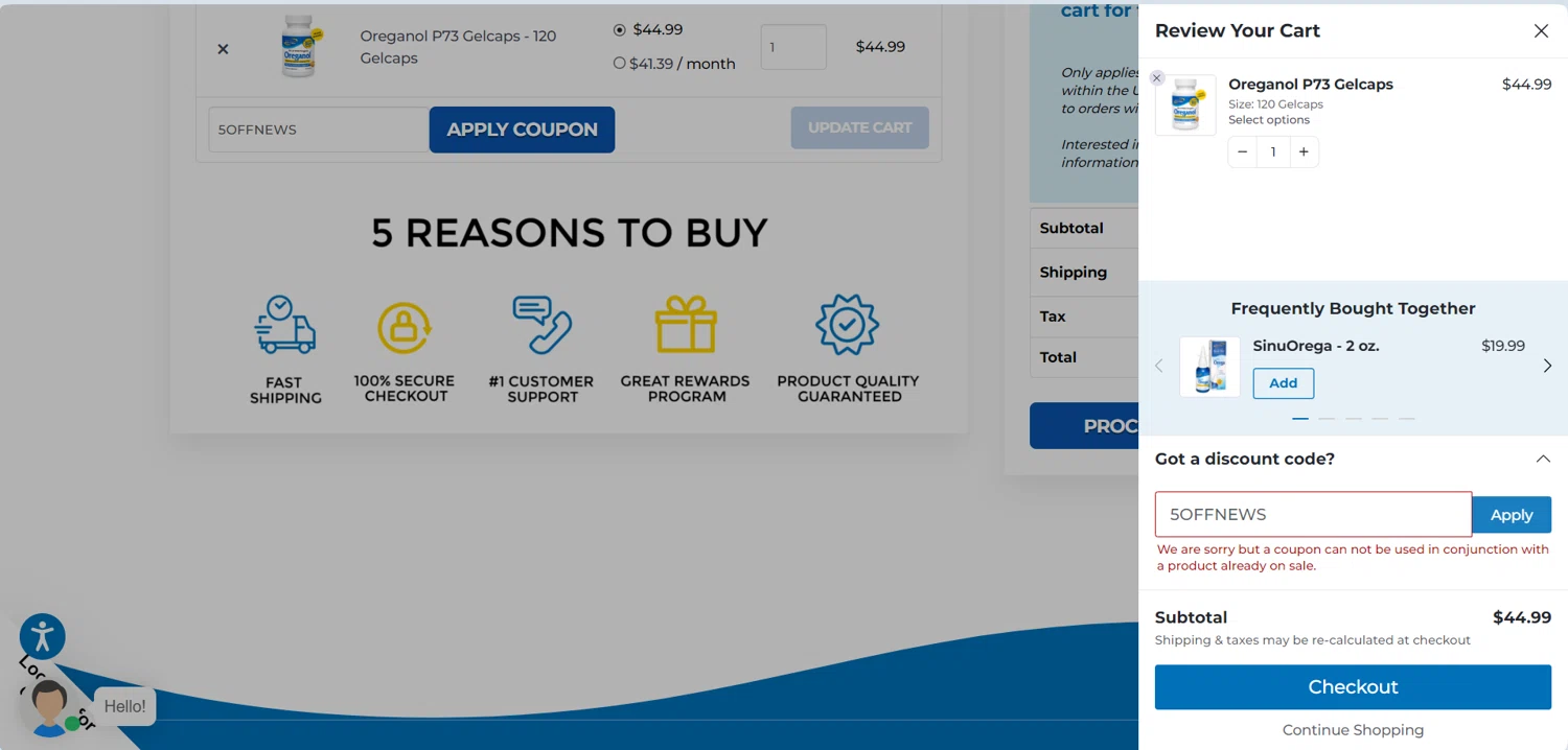 North American Herb & Spice checkout page showing North American Herb & Spice promo code box | Screenshot taken by SimplyCodes community member on Jan 15, 2025