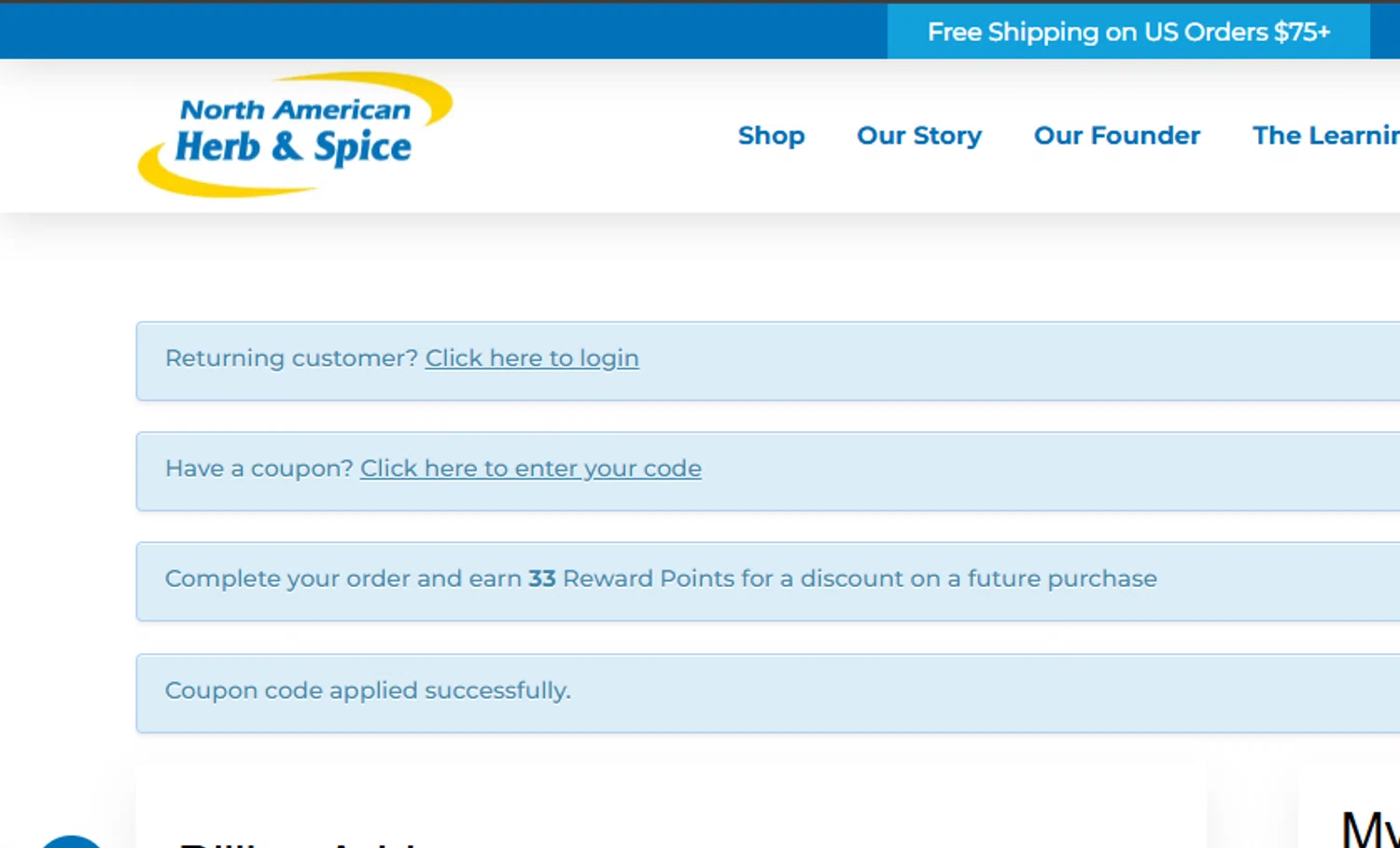 North American Herb & Spice promo code screenshot showing code VIP2025 applied at North American Herb & Spice checkout page. Uploaded by SimplyCodes community member ashe1986 on Oct 31, 2025