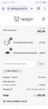 welcome10 coupon verification screenshot