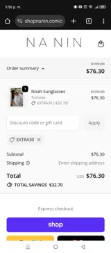 EXTRA30 coupon verification screenshot