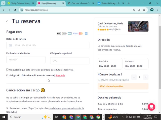 Nannybag checkout page showing Nannybag promo code box | Screenshot taken by SimplyCodes community member on Feb 21, 2025