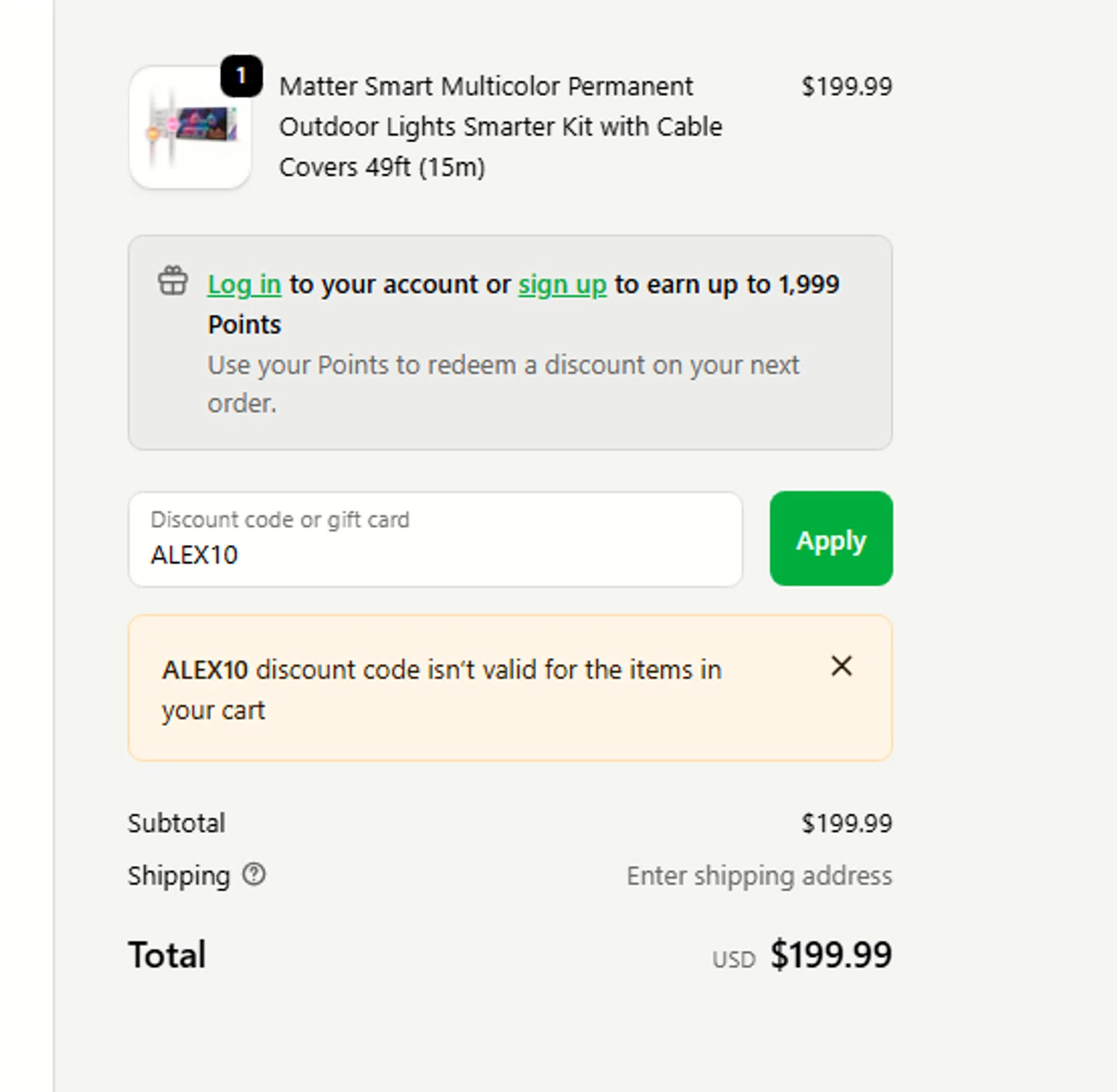 Nanoleaf discount code screenshot showing code ALEX10 applied at Nanoleaf checkout page. Uploaded by SimplyCodes community member Sova_Valorant on Oct 16, 2025
