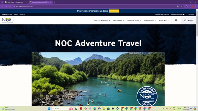 Nantahala Outdoor Center checkout page showing Nantahala Outdoor Center promo code box | Screenshot taken by SimplyCodes community member on Oct 17, 2024