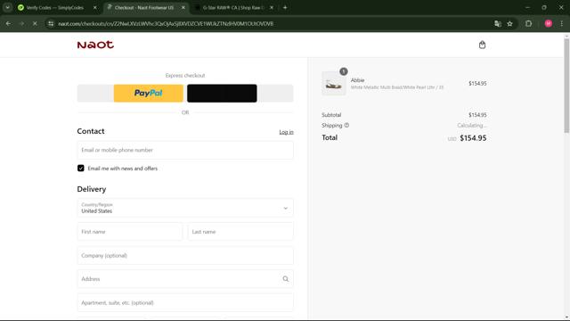 Naot checkout page showing Naot coupon code box | Screenshot taken by SimplyCodes community member on Jun 21, 2024