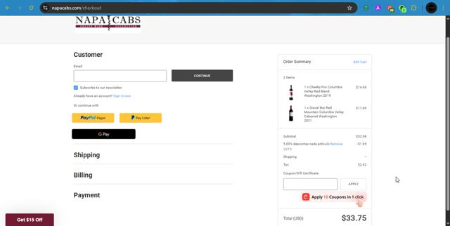 NapaCabs checkout page showing NapaCabs promo code box | Screenshot taken by SimplyCodes community member on Aug 4, 2025